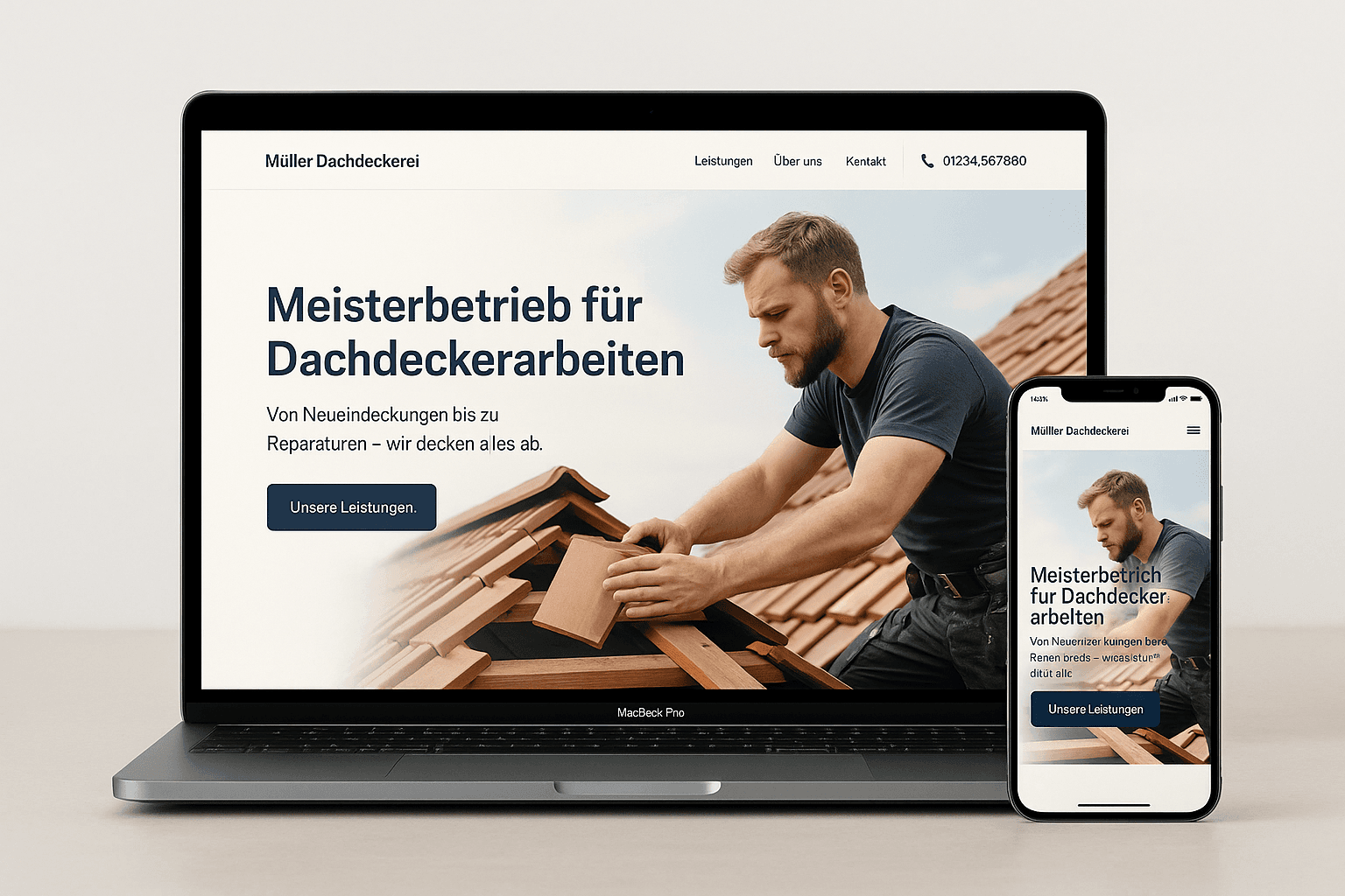 Websites & Handy-Apps für Handwerksbetriebe in Bad Tölz-Wolfratshausen – Illustration/Beispiel